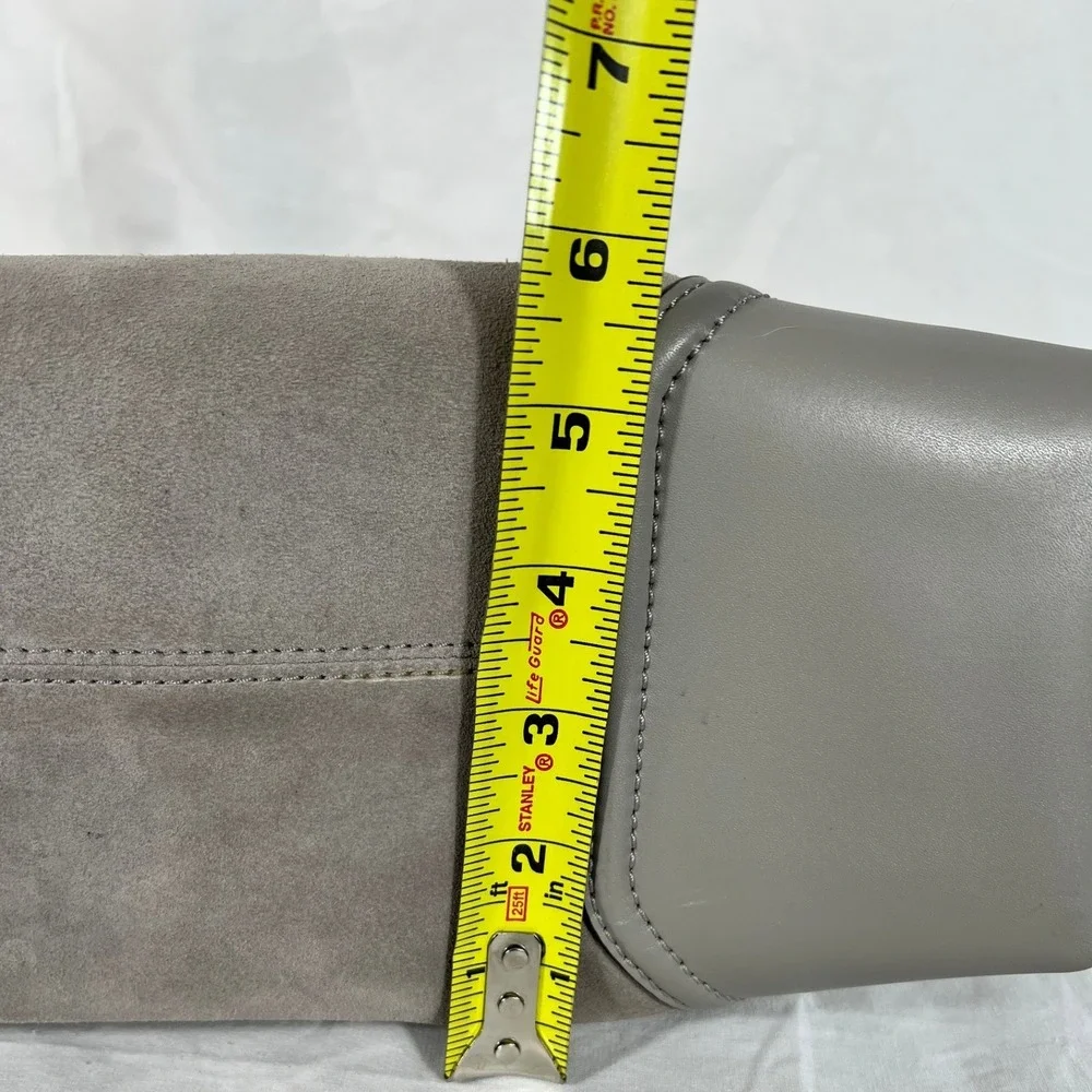 Michael Kors Handbag Gray Taupe Suede Leather Hobo Shoulder‎ Bag Silver MK Logo
